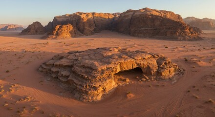 Fototapeta premium Desert landscape wadi rum jordan sandstone rock formation travel destination