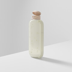 Oval shape lotion bottle mockup, falt oval shape shampoo and hair conditioner packaging, clear plastic squeeze bottle with wooden flipcap, liquid bodycare product container, flipcap cosmetic packaging