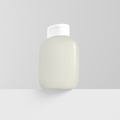 translucent lotion bottle mockup, short oval shape shampoo and hair conditioner bottle packaging, frost plastic bottle with flipcap packaging, liquid bodycare product container, small sqeeze bottle