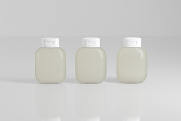 translucent lotion bottle mockup, short oval shape shampoo and hair conditioner bottle packaging, frost plastic bottle with flipcap packaging, liquid bodycare product container, small sqeeze bottle
