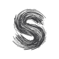 Vintage Hand-Drawn Sketch Style Letter S Illustration – Typography Engraving for Monogram Apparel, Stickers, Label, and T-Shirts