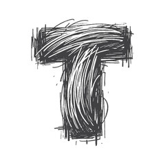 Vintage Hand-Drawn Sketch Style Letter T Illustration &ndash; Typography Engraving for Monogram Apparel, Stickers, Label, and T-Shirts