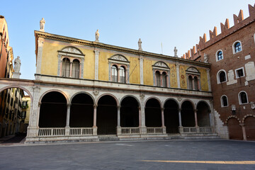 Fototapeta premium Loggia del Consiglio or Loggia di Fra Giocondo on the Piazza dei Signori in Verona, Italy Renaissance Building