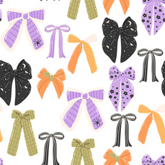 Halloween Coquette Bows Seamless Pattern 