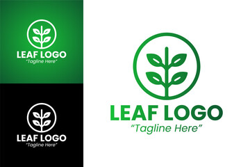 Minimalistic Green Leaf Logo for Eco Business Branding