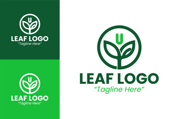 Modern Leaf Logo in Green for Environmentally-Conscious Branding