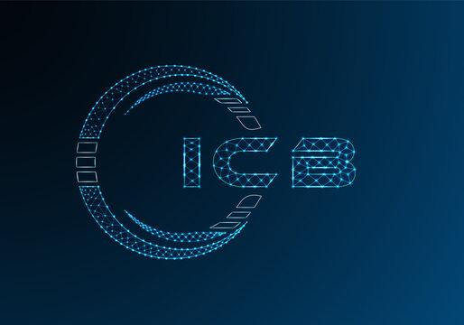 ICB low poly letter logo vector design. ICB lower poly logo design. Low poly logo.