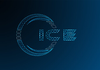 ICE low poly letter logo vector design. ICE lower poly logo design. Low poly logo.