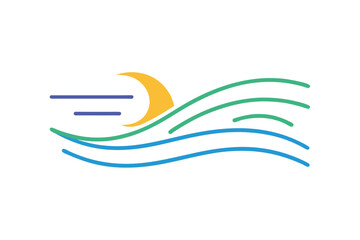 Beach breeze lines with smooth flowing design vector art illustration