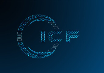 ICF low poly letter logo vector design. ICF lower poly logo design. Low poly logo.