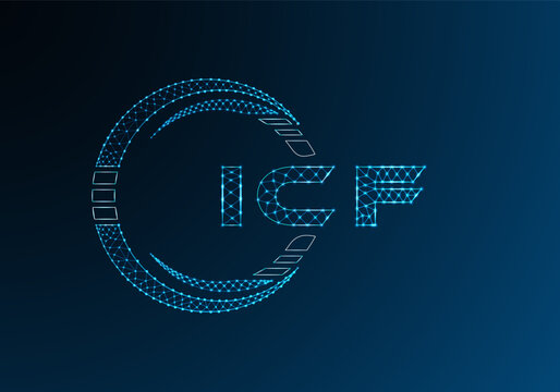 ICF low poly letter logo vector design. ICF lower poly logo design. Low poly logo.