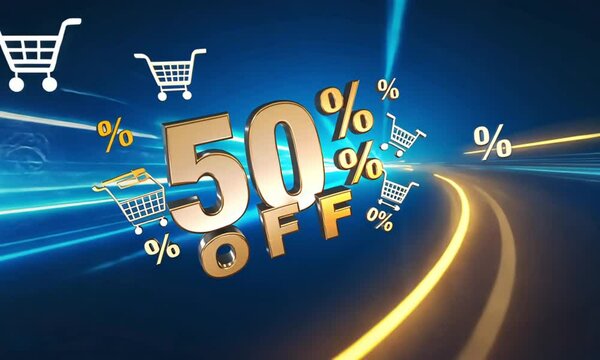 50% off text 4k video