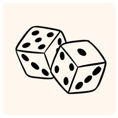 Hand-Drawn Gaming Dice Doodle Icon