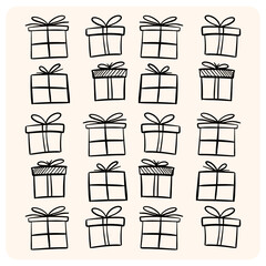Hand-Drawn Gift Boxes and Presents Doodle Set