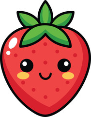Minimal strawberry mascot icon vector illustration
