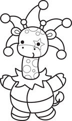 Outline of Cute giraffe animals with various activities.
Lineart of Funny sticker of Giraffe animal kids.