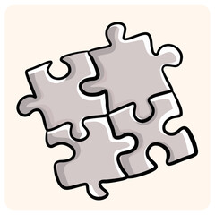 Fototapeta premium Hand-Drawn Jigsaw Puzzle Pieces Doodle Set
