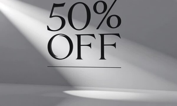 50% off text 4k video