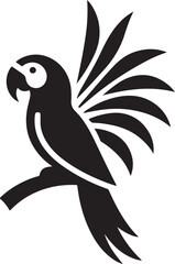 Black and White Parrot Vector Illustration