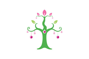 Fairy grove jewelry tree with delicate floral accents vector art illustration