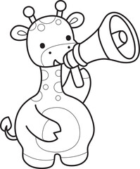 Coloring pages of Set Vector Stock Illustrations Isolated of Baby Giraffe.
Outline of Cute giraffe animals with various activities.