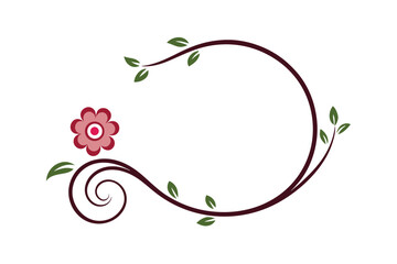 Flower swirl frame decorative vector art illustration