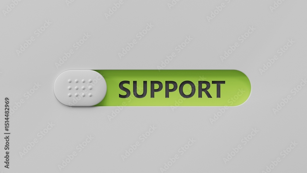 Poster support.3d illustration of slide switch.close up of slide switch,3d rendering on green background.