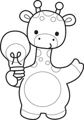 Obraz premium Coloring pages of Set Vector Stock Illustrations Isolated of Baby Giraffe. Outline of Cute giraffe animals with various activities.