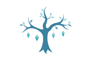 Icy ivy jewelry tree delicate vector art illustration