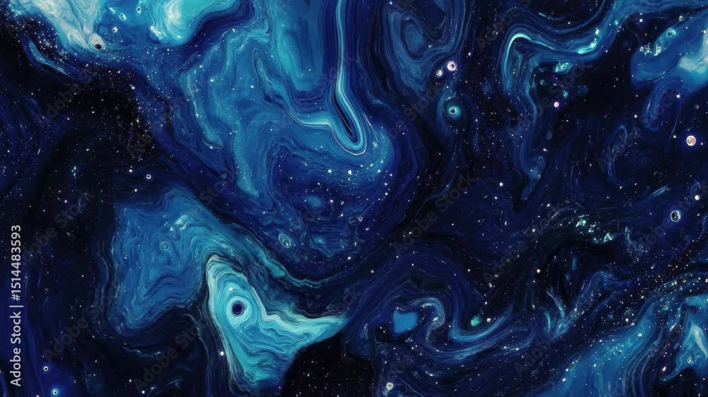 Poster exploring abstract science fiction patterns in a seamless blue cosmic theme, 4k abstract science fic