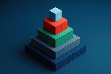 Fototapeta premium The layered pyramid composed colorful blocks symbolizes strategic business growth decision-making efficiency and structured planning for leadership success