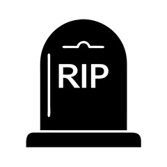Black RIP Tombstone Icon – Gothic Gravestone Vector Symbol for Halloween & Horror Design


