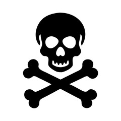 Black Skull and Crossbones Icon – Vector Pirate Danger Symbol for Gothic and Halloween Design

