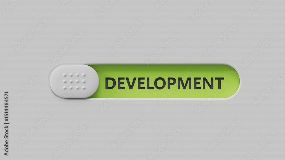 Poster development.3d illustration of slide switch.close up of slide switch,3d rendering on green backgroun
