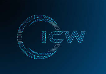 ICW low poly letter logo vector design. ICW lower poly logo design. Low poly logo.
