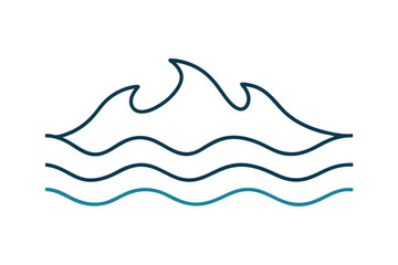 Ocean outline simple vector art illustration