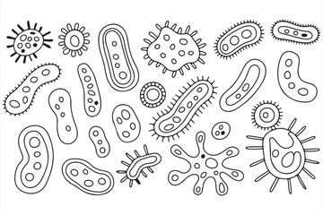 Detailed Microbe and Bacteria Illustrations for Educational Use