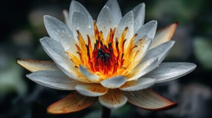 Serene Water Lily in Bloom: A Macro View of Nature's Beauty
