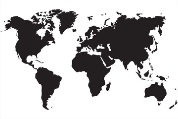 Classic Vintage World Map with Detailed Country Borders in Dark Blue