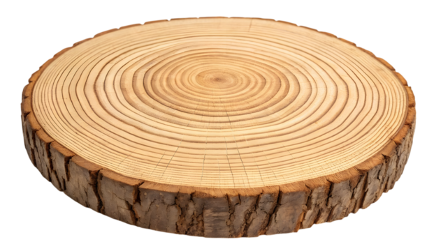 Wooden cross section with isolated on white background.
