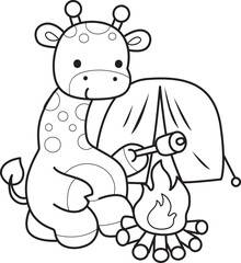 Coloring pages of Set Vector Stock Illustrations Isolated of Baby Giraffe.
Outline of Cute giraffe animals with various activities.