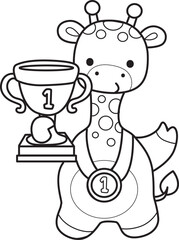 Coloring pages of Set Vector Stock Illustrations Isolated of Baby Giraffe.
Outline of Cute giraffe animals with various activities.