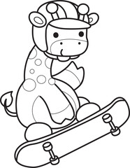 Coloring pages of Set Vector Stock Illustrations Isolated of Baby Giraffe.
Outline of Cute giraffe animals with various activities.