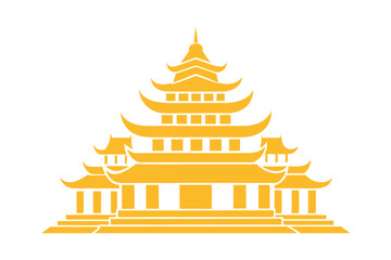 Golden Buddhist Pagoda Logo Illustration