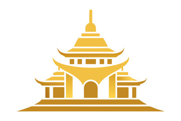 Gold Pagoda Monument Logo Vector