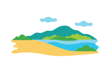 Shoreline doodle nature inspired vector art illustration