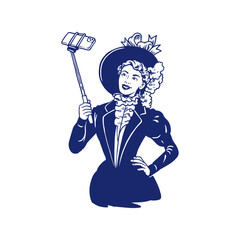 Victorian Lady Holding Selfie Stick