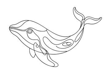Large Whale Outline Vector for Marine Theme