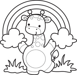 Coloring pages of Set Vector Stock Illustrations Isolated of Baby Giraffe.
Outline of Cute giraffe animals with various activities.