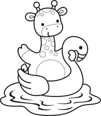 Coloring pages of Set Vector Stock Illustrations Isolated of Baby Giraffe.
Outline of Cute giraffe animals with various activities.